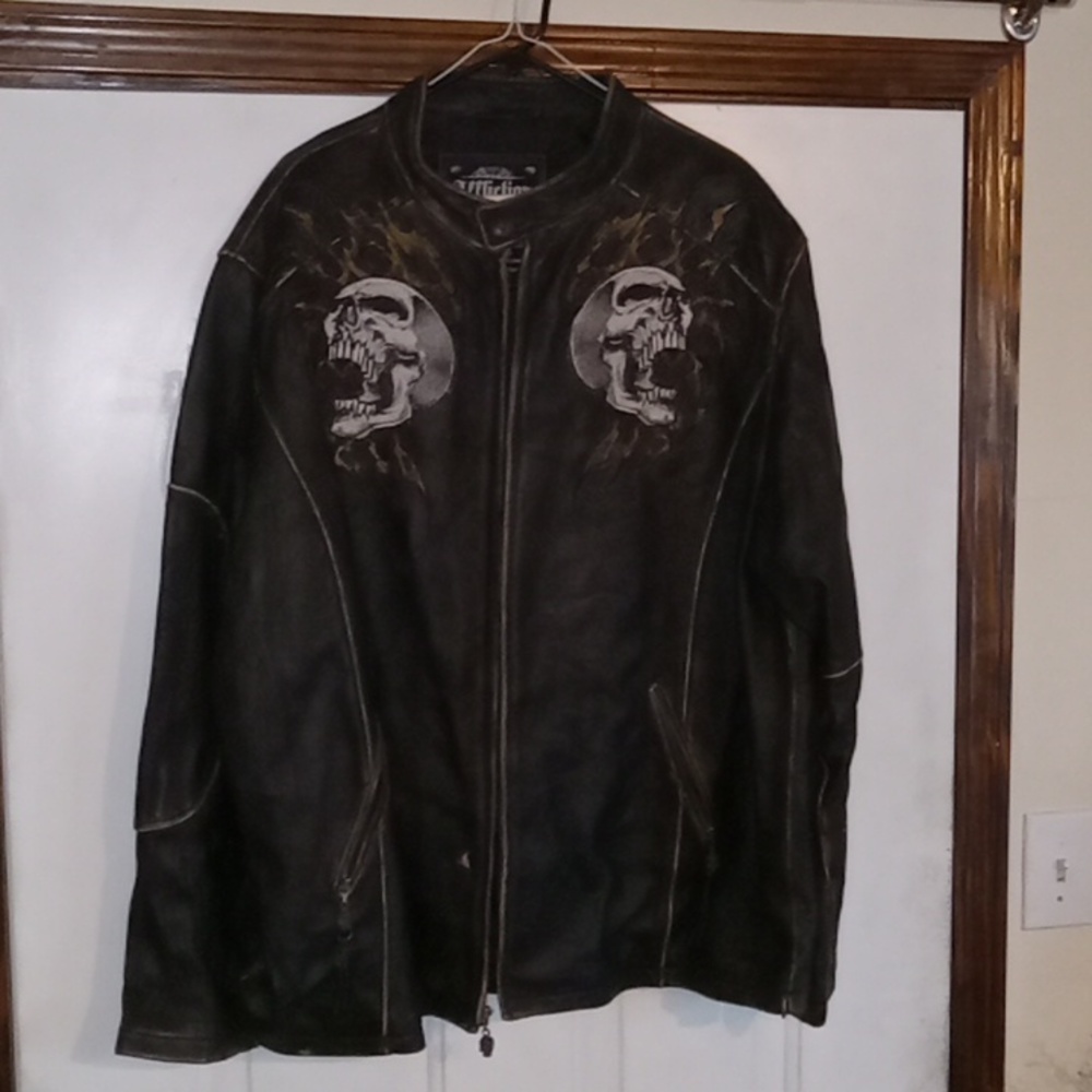 Affliction black leather jacket.Limited edition